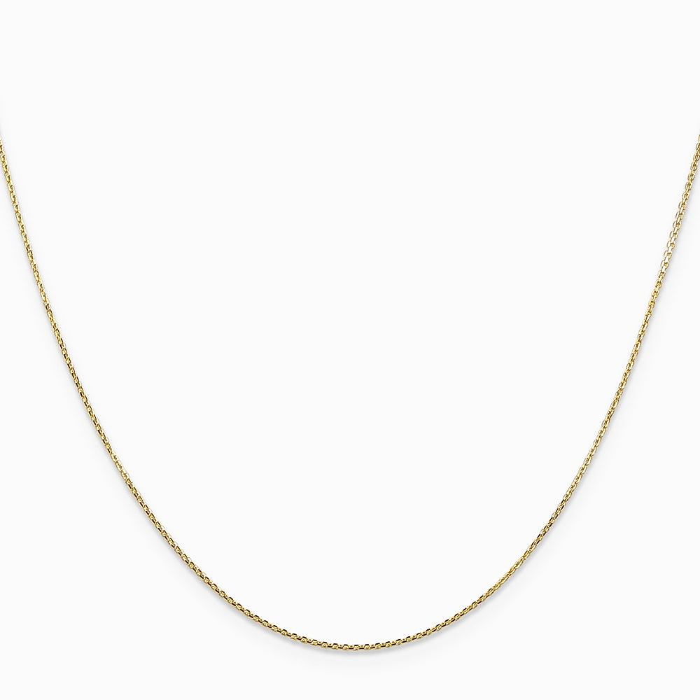 10K Yellow Gold .8mm Diamond-Cut Round Open Link Cable Chain Necklace 16"-24" - Product Photo