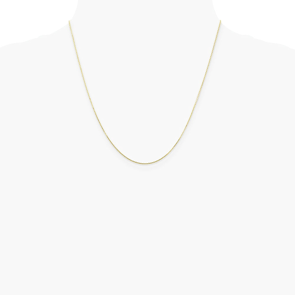 10K Yellow Gold .8mm Diamond-Cut Round Open Link Cable Chain Necklace 16"-24" - Product Photo