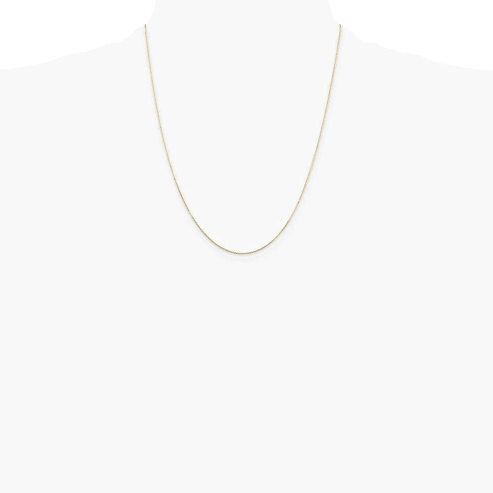 10K Yellow Gold .8mm Diamond-Cut Round Open Link Cable Chain Necklace 16"-24" - Product Photo