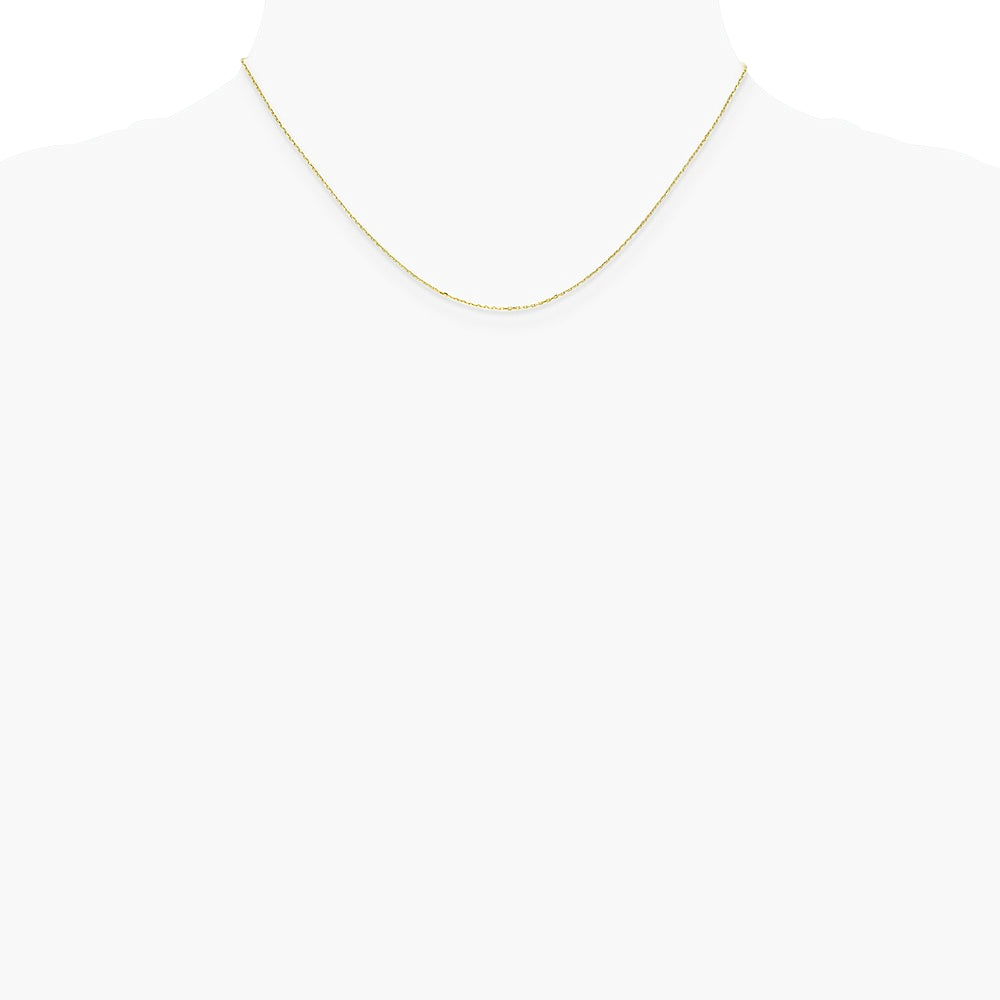 10K Yellow Gold .8mm D/C Cable with Spring Ring Clasp Chain Necklace 14"-24" - Product Photo
