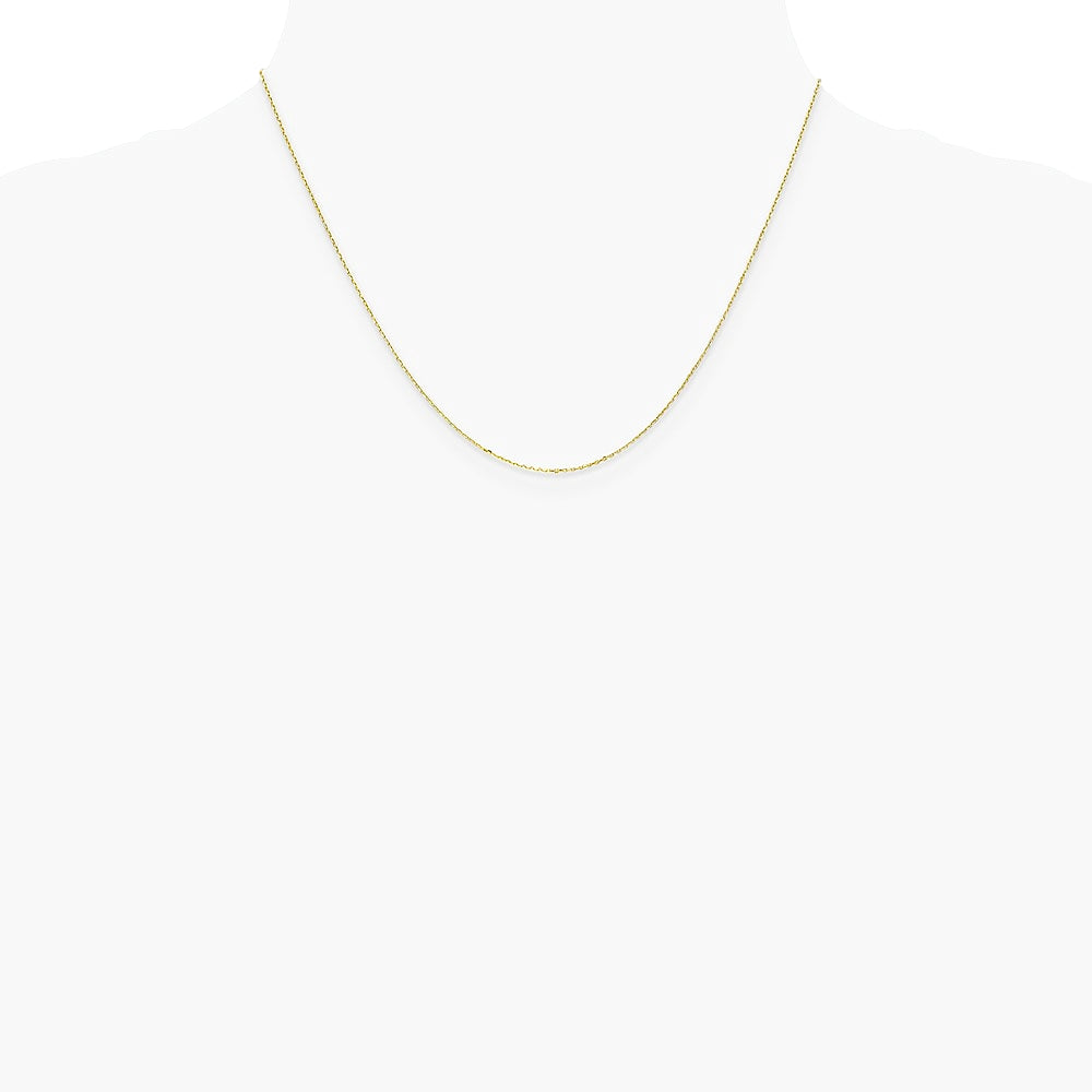 10K Yellow Gold .8mm D/C Cable with Spring Ring Clasp Chain Necklace 14"-24" - Product Photo