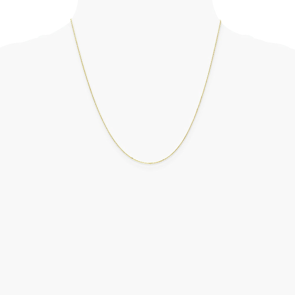 10K Yellow Gold .8mm D/C Cable with Spring Ring Clasp Chain Necklace 14"-24" - Product Photo