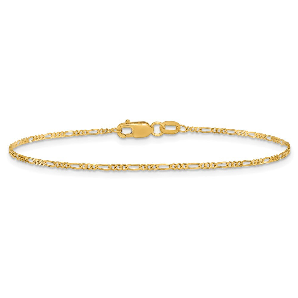 10k 1.25mm Flat Figaro Chain Anklet - Product Photo