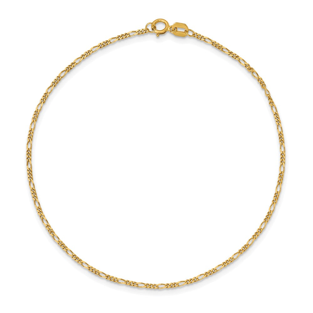 10k 1.25mm Flat Figaro Chain Anklet - Product Photo