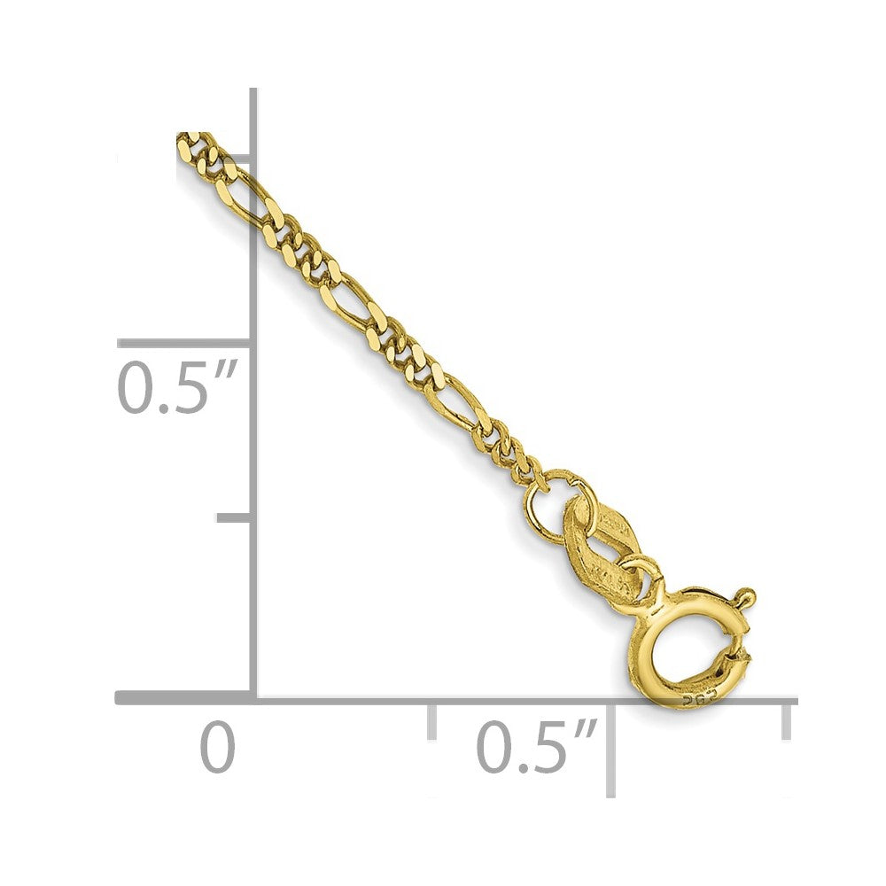 10k 1.25mm Flat Figaro Chain Anklet - Product Photo