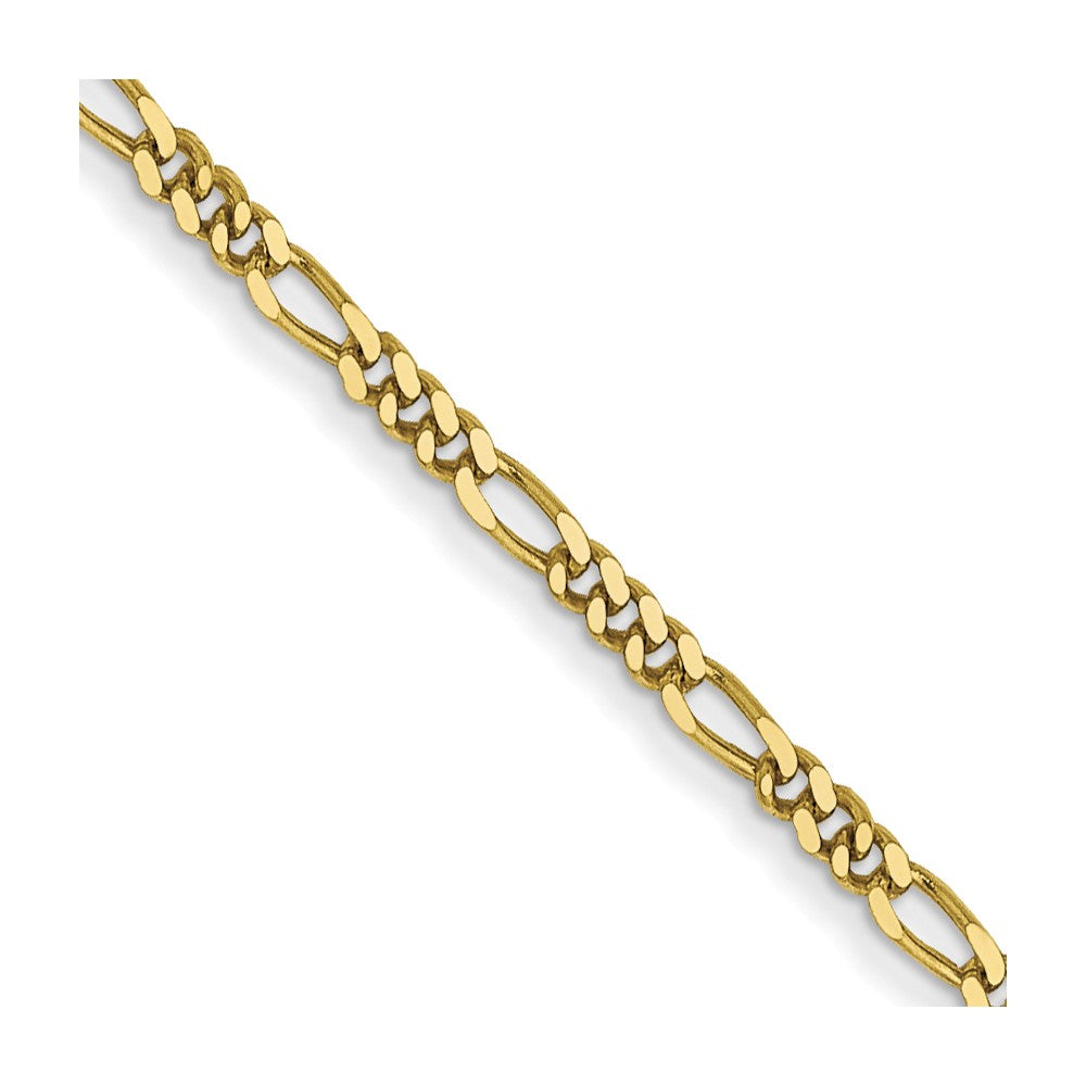 10K Yellow Gold 1.25mm Flat Figaro Pendant Chain Necklace 16"-24"