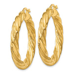 10k 5mm Satin & Polished Twisted Hoop Earrings - Product Photo