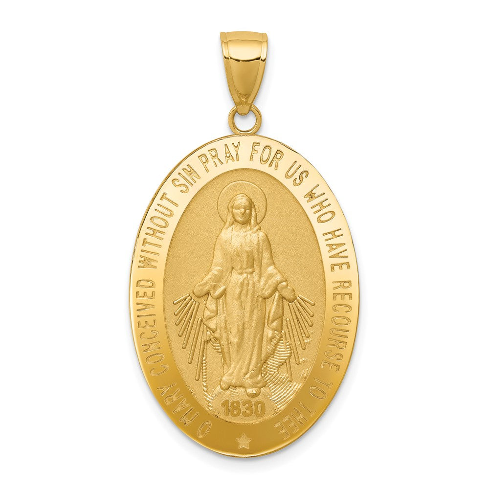 10K / 14K Yellow Gold Miraculous Medal Pendant - Product Photo