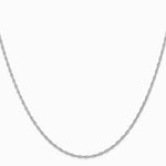 14K White Gold 1.35mm Carded Cable Rope Chain Necklace 16"-24" - Product Photo