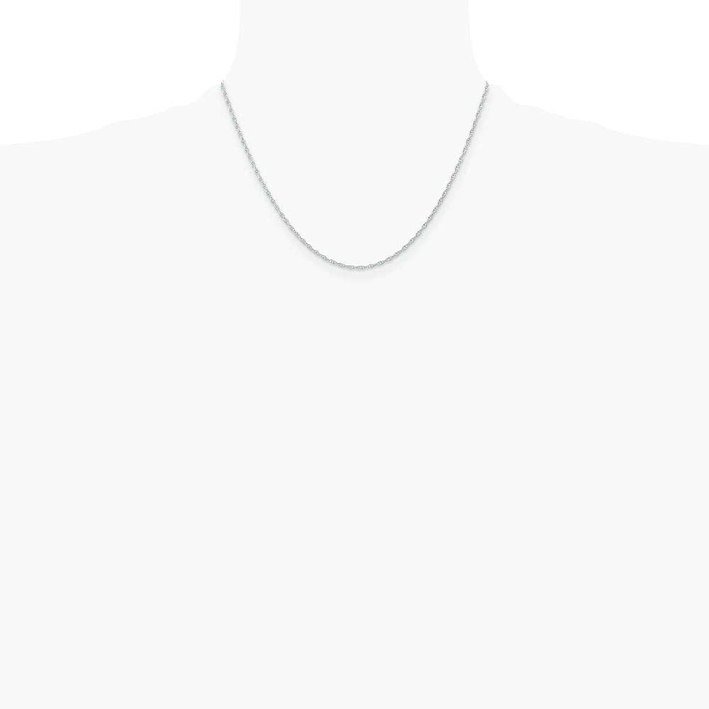 14K White Gold 1.35mm Carded Cable Rope Chain Necklace 16"-24" - Product Photo