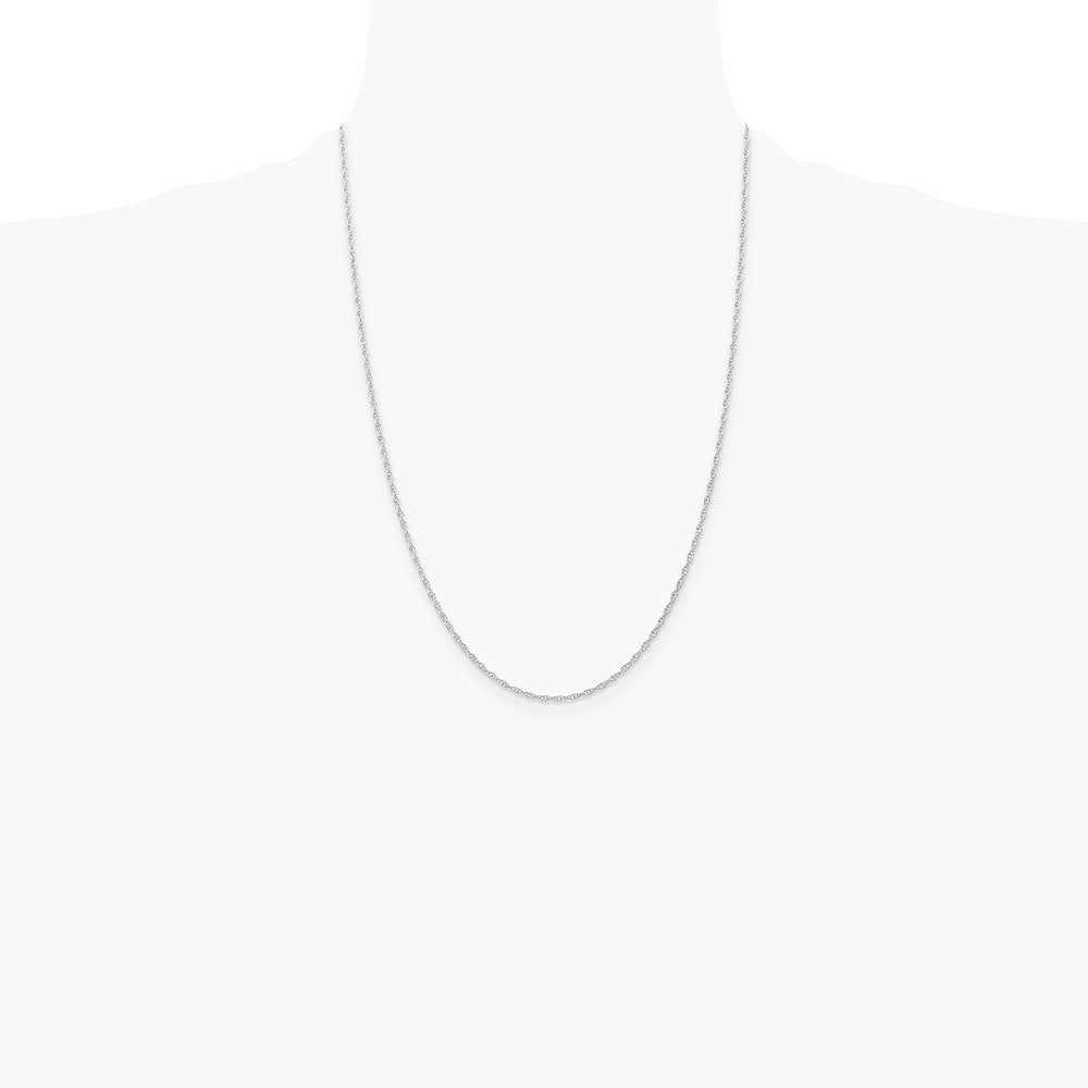14K White Gold 1.35mm Carded Cable Rope Chain Necklace 16"-24" - Product Photo