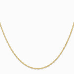 14K Yellow Gold 1.35mm Carded Cable Rope Chain Necklace 16"-24" - Product Photo