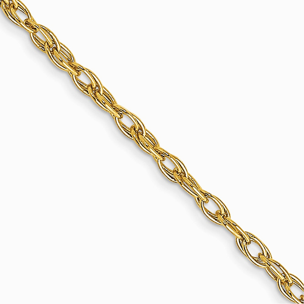 14K Yellow Gold 1.35mm Carded Cable Rope Chain Necklace 16"-24"
