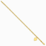 10K Yellow Gold Dangle Heart Anklet - Product Photo
