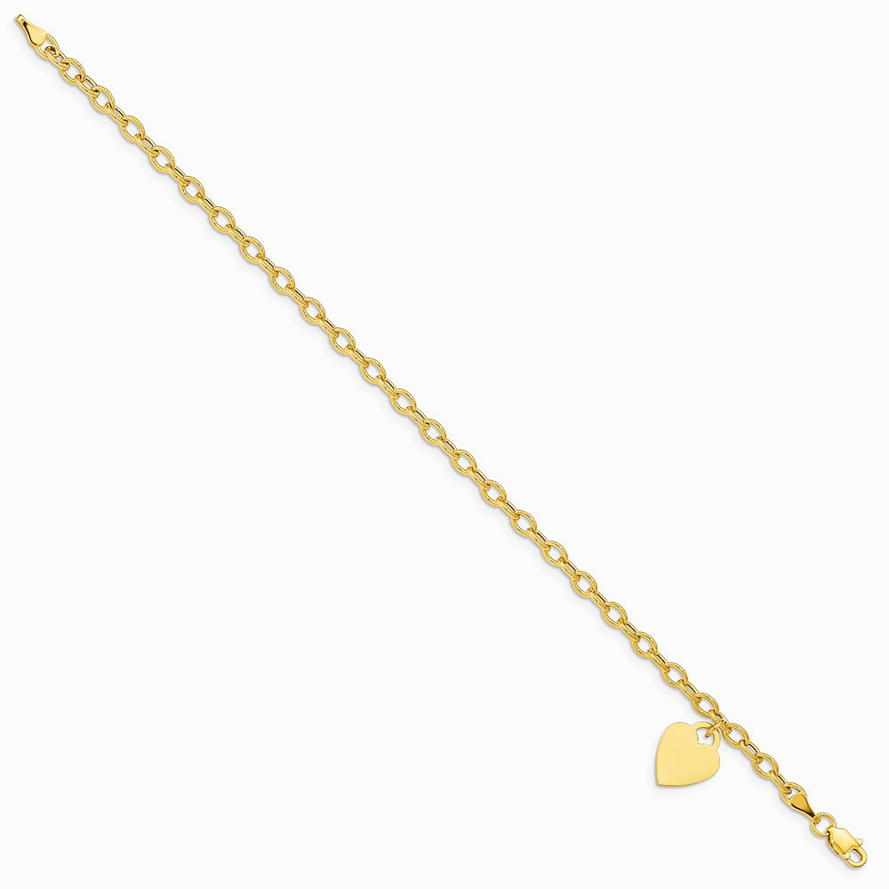 10K Yellow Gold Dangle Heart Anklet - Product Photo