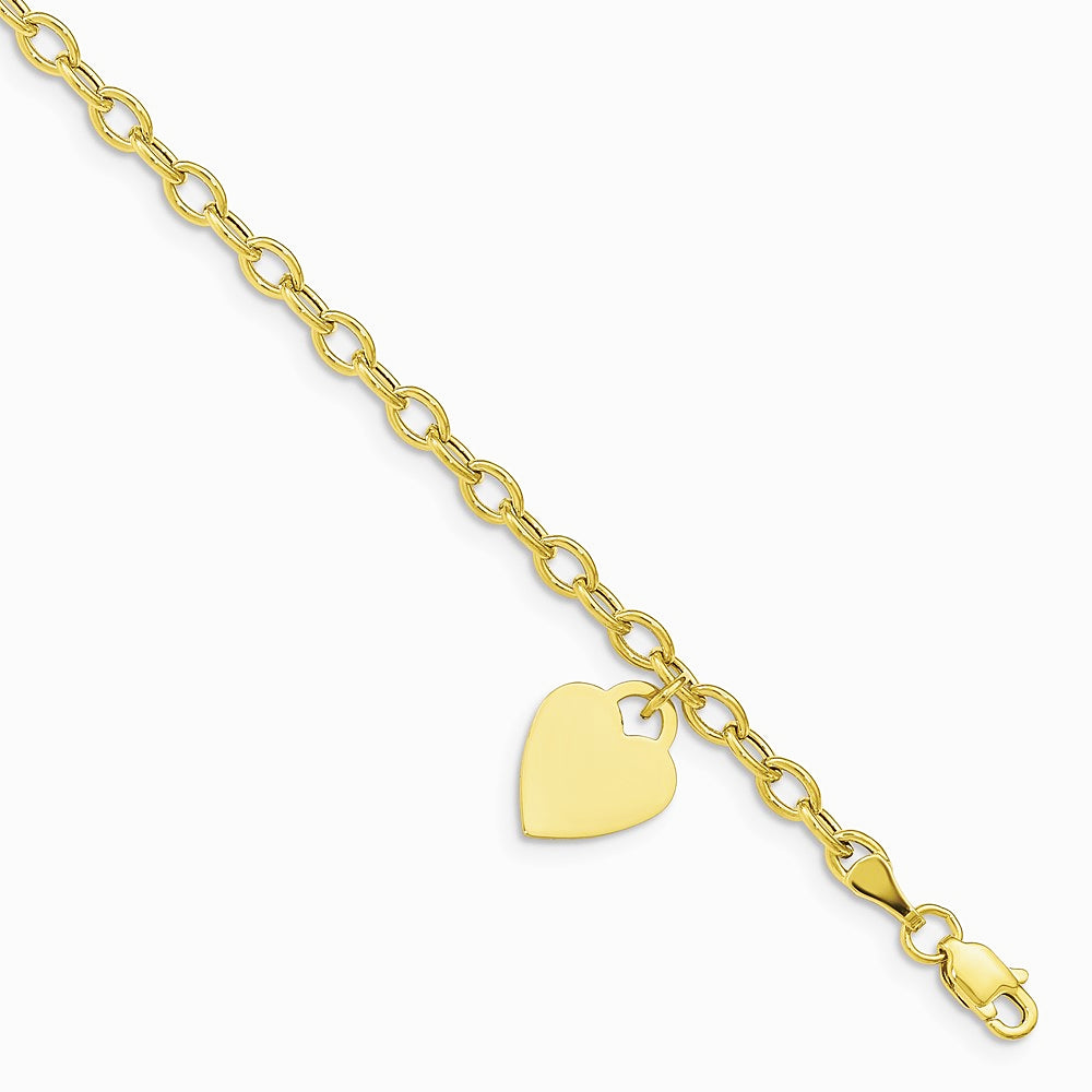 10K Yellow Gold Dangle Heart Anklet - Product Photo