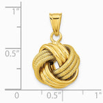 10K / 14K Yellow Gold Polished Textured Love Knot Pendant - Product Photo