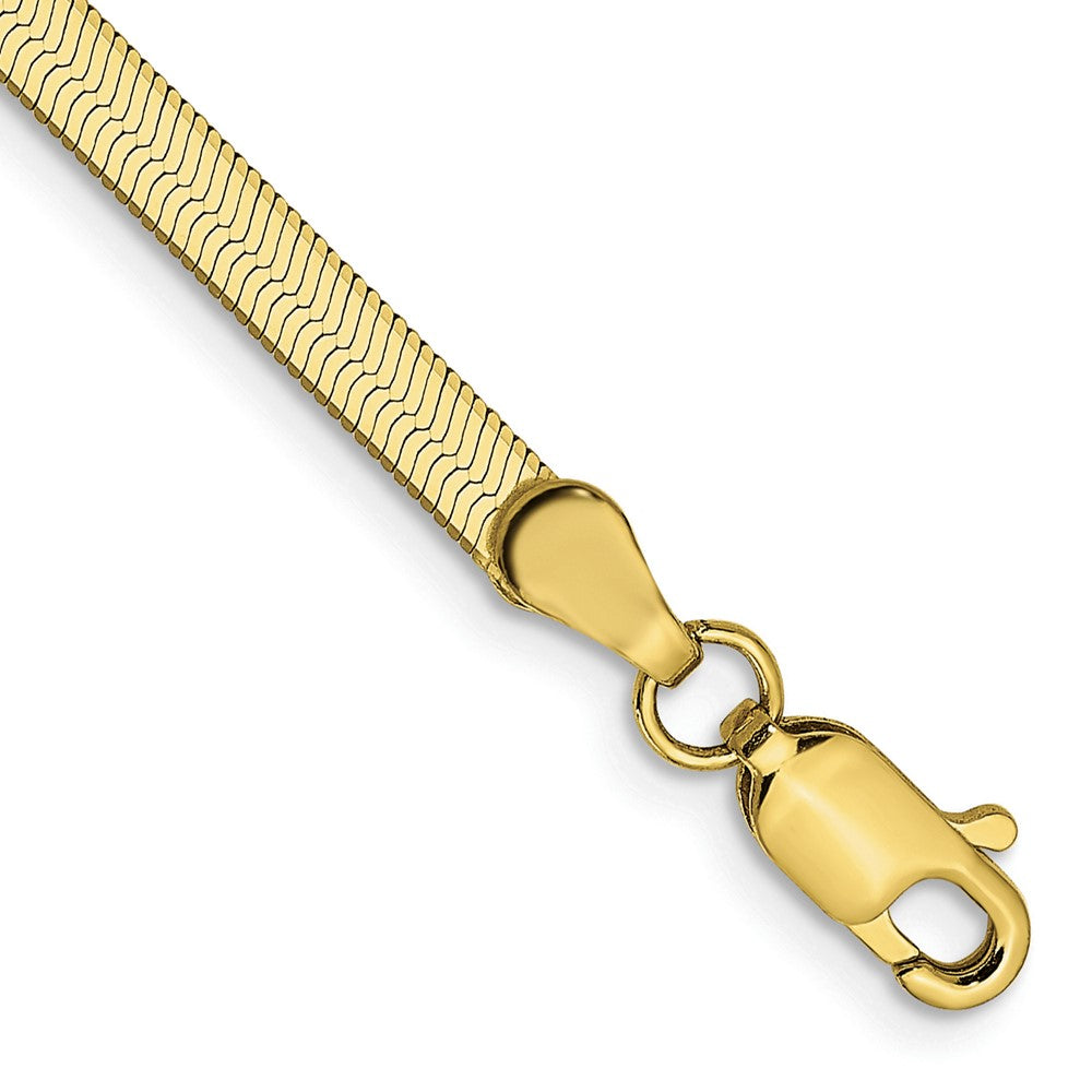 10K Yellow Gold 3mm Silky Herringbone Chain Bracelet 7"-9"