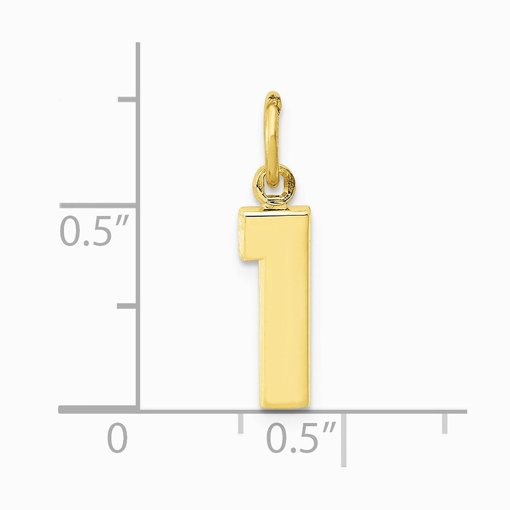 10K / 14K Yellow Gold Small Polished Number 1 Charm - Product Photo