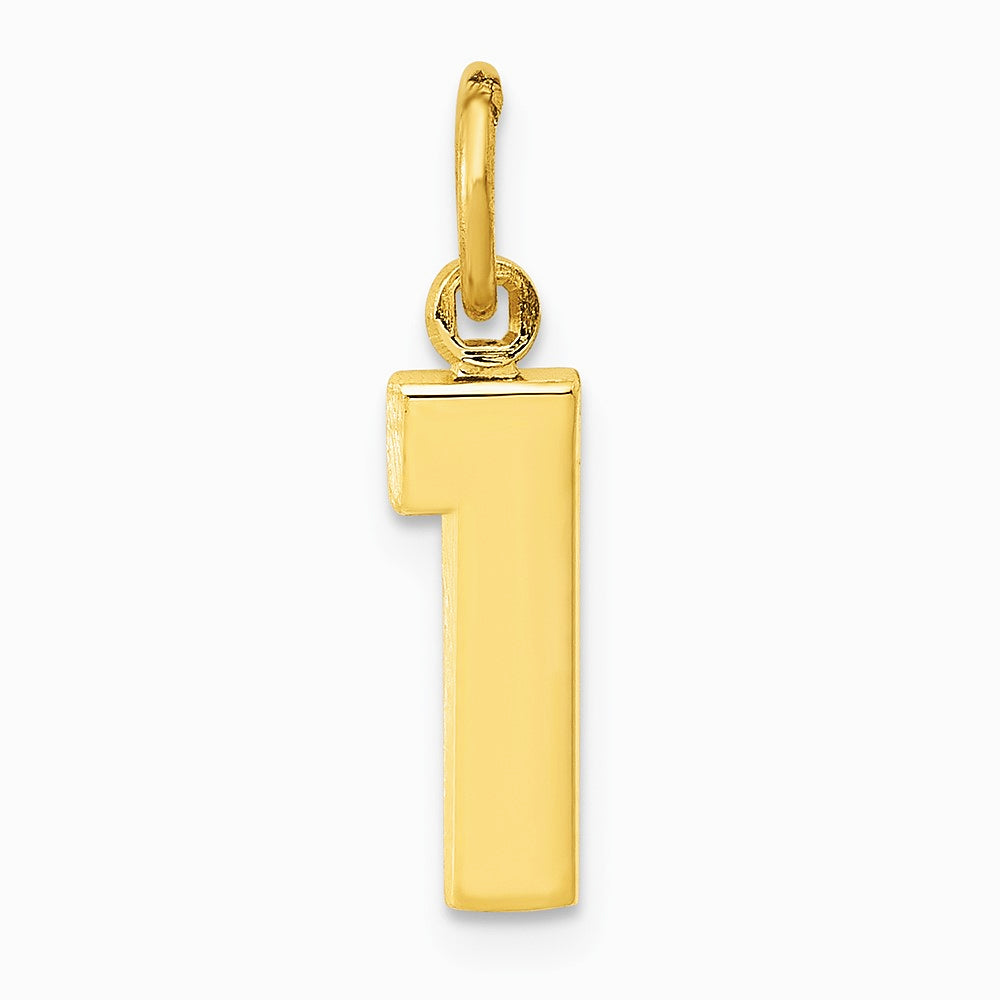 10K / 14K Yellow Gold Small Polished Number 1 Charm - Product Photo
