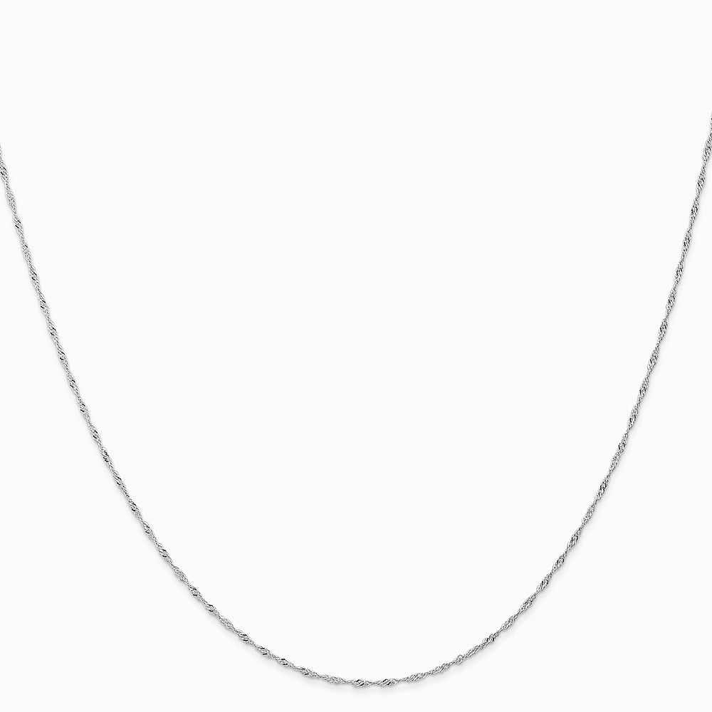 14K White Gold 1mm Carded Singapore Chain Necklace 16"-24" - Product Photo