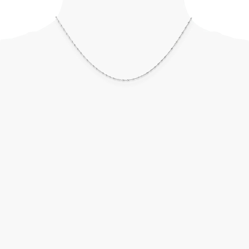 14K White Gold 1mm Carded Singapore Chain Necklace 16"-24" - Product Photo