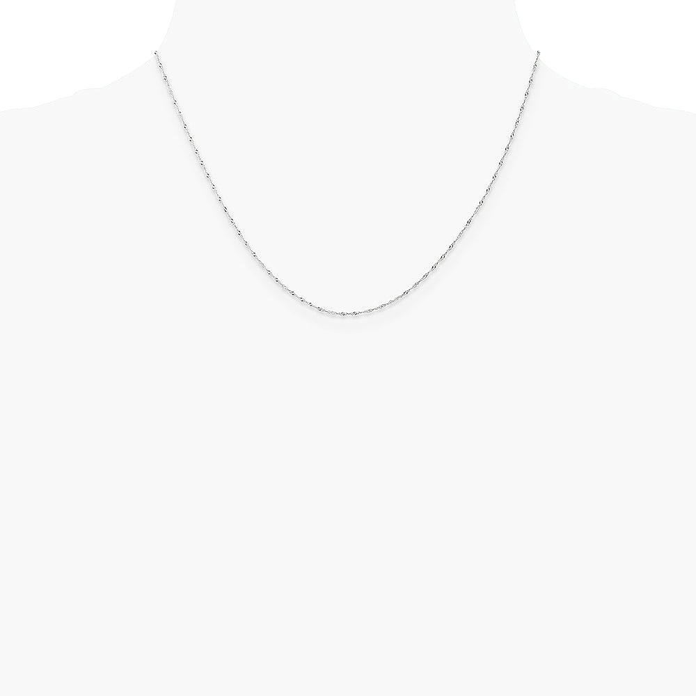 14K White Gold 1mm Carded Singapore Chain Necklace 16"-24" - Product Photo