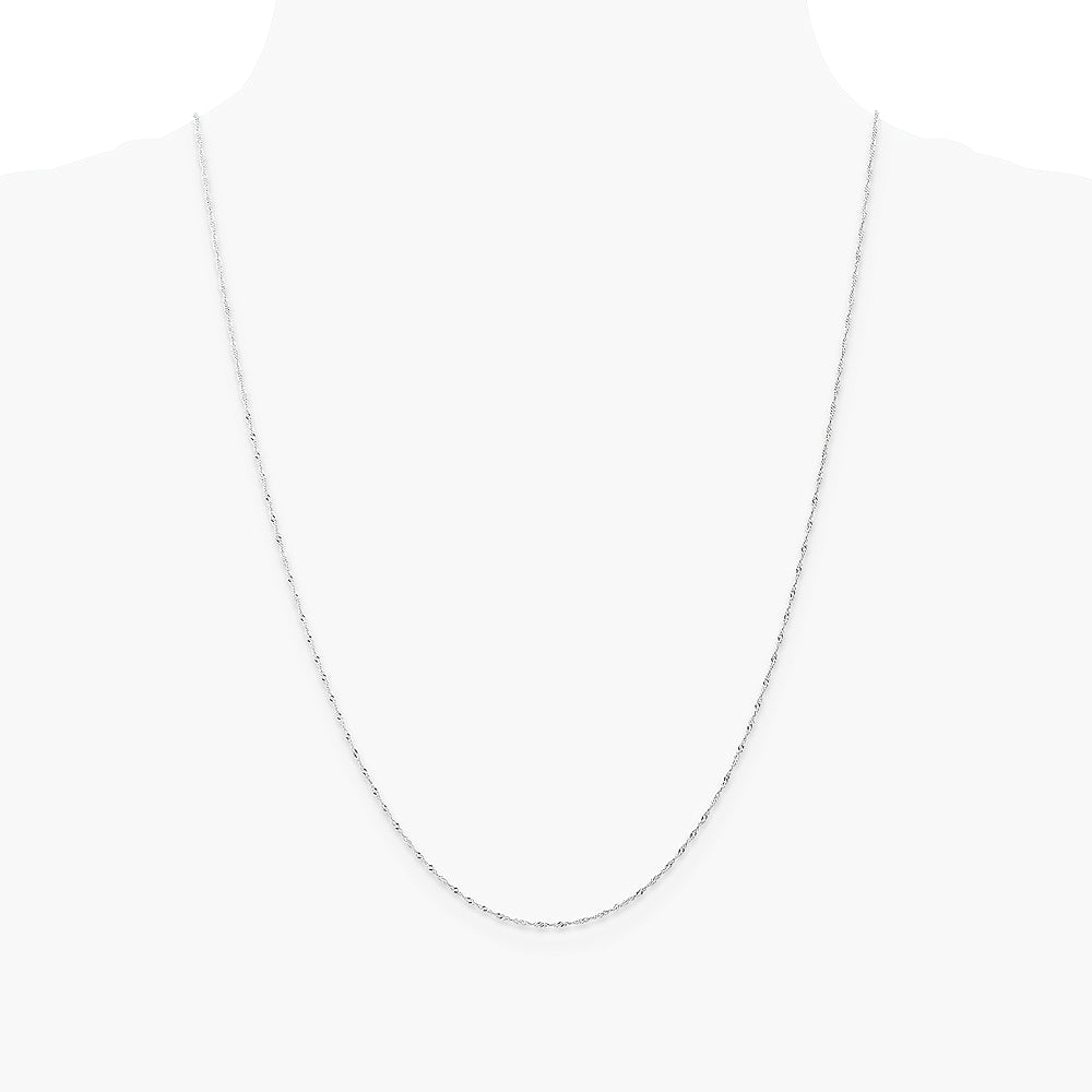 14K White Gold 1mm Carded Singapore Chain Necklace 16"-24" - Product Photo