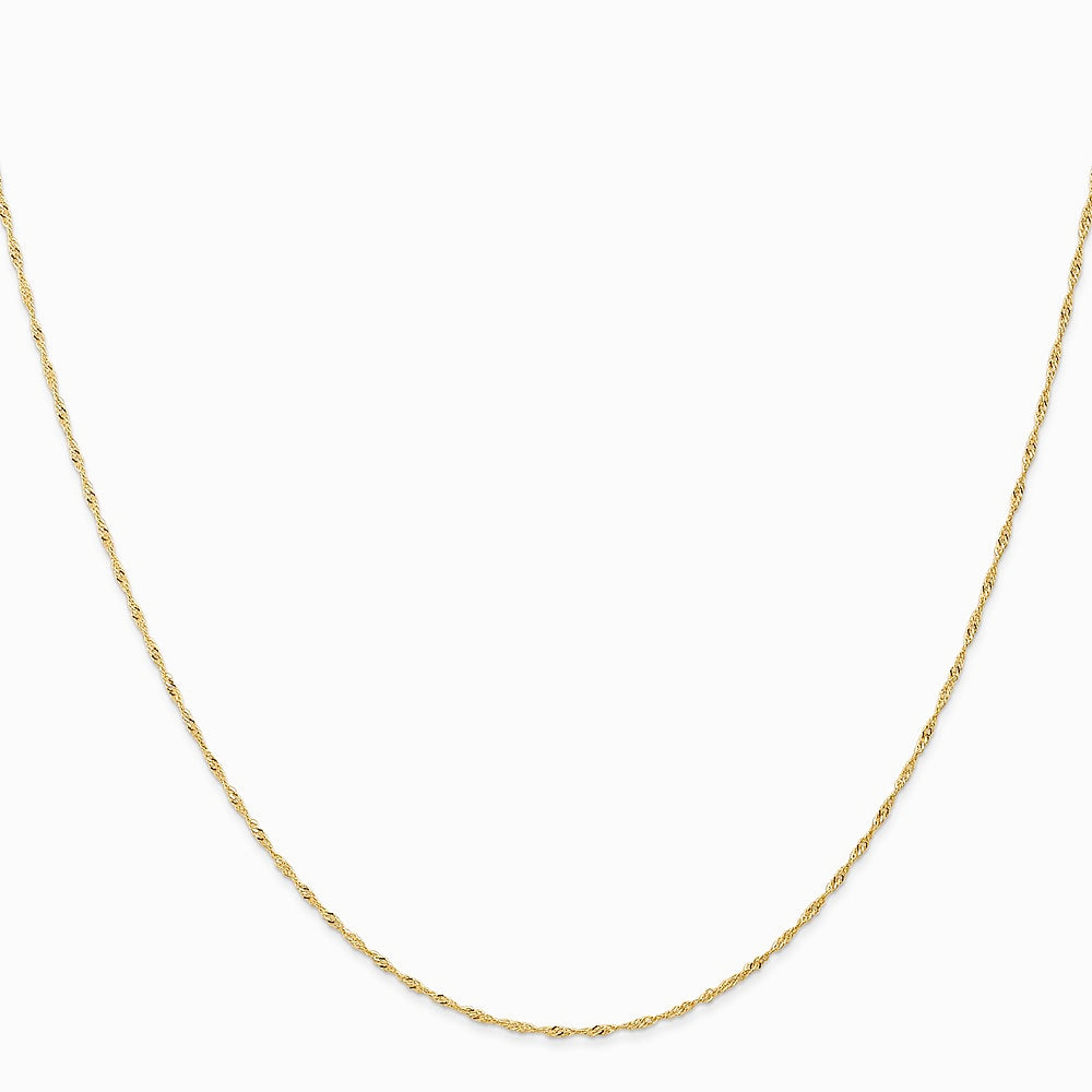 14K Yellow Gold 1mm Carded Singapore Chain Necklace 16"-24" - Product Photo