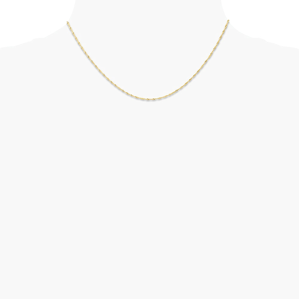 14K Yellow Gold 1mm Carded Singapore Chain Necklace 16"-24" - Product Photo