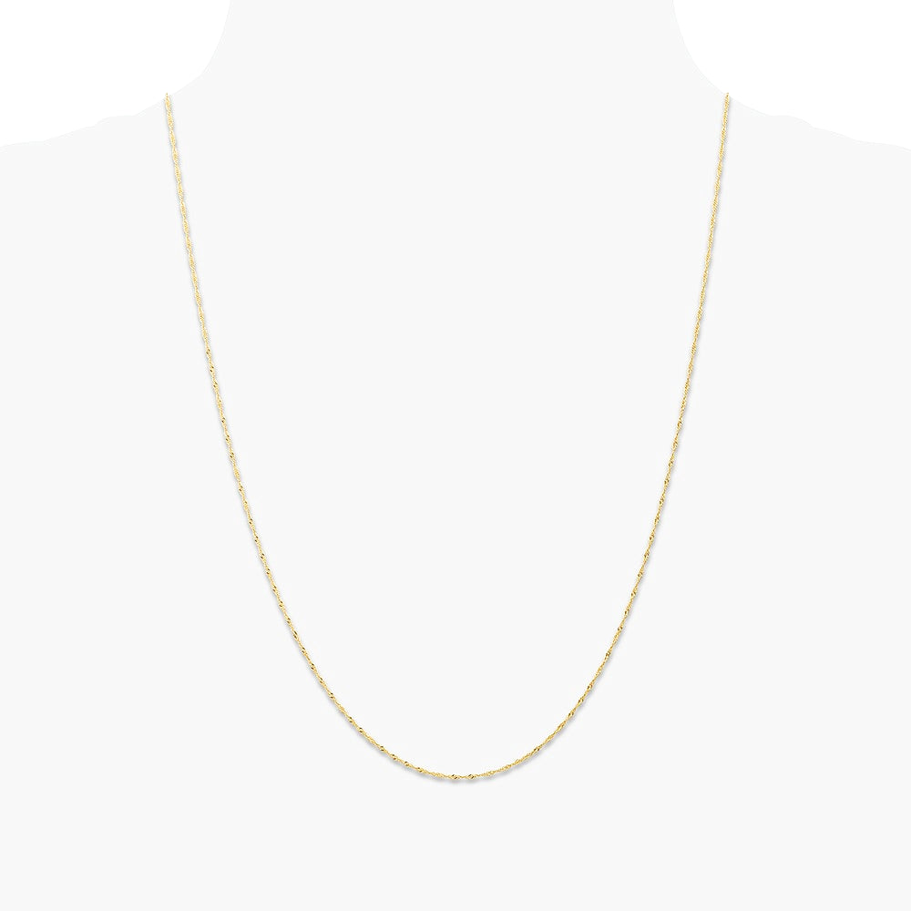 14K Yellow Gold 1mm Carded Singapore Chain Necklace 16"-24" - Product Photo