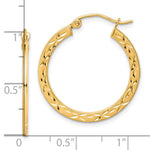 10K Yellow Gold Diamond Cut Hollow Hoop Earrings - Product Photo