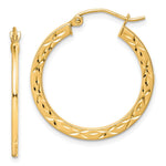 10K Yellow Gold Diamond Cut Hollow Hoop Earrings - Product Photo