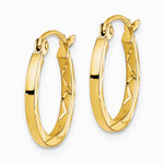 10K Yellow Gold 1.5x15mm Diamond Cut Hoop Earrings - Product Photo