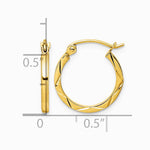 10K Yellow Gold 1.5x15mm Diamond Cut Hoop Earrings - Product Photo
