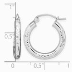 10K White Gold Diamond Cut 3mm Hoop Earrings - Product Photo