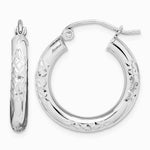 10K White Gold Diamond Cut 3mm Hoop Earrings - Product Photo