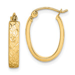 10K Diamond Cut Oval Hoop Earrings - Product Photo