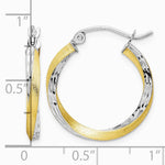 10K Yellow with Rhodium & Rhodium Diamond-cut 2.5mm Twisted Hoop Earrings - Product Photo