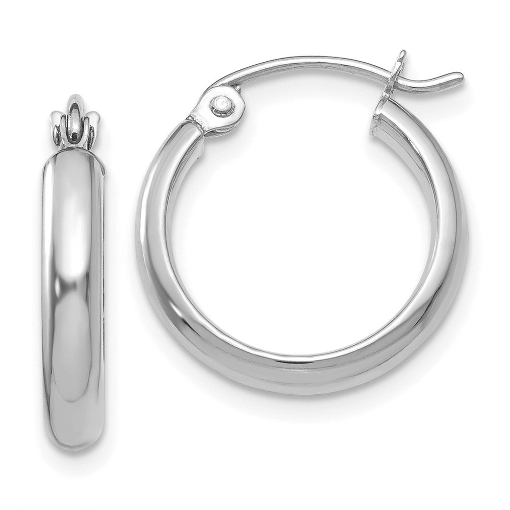 10K White Gold Polished Hoop Earring - Product Photo