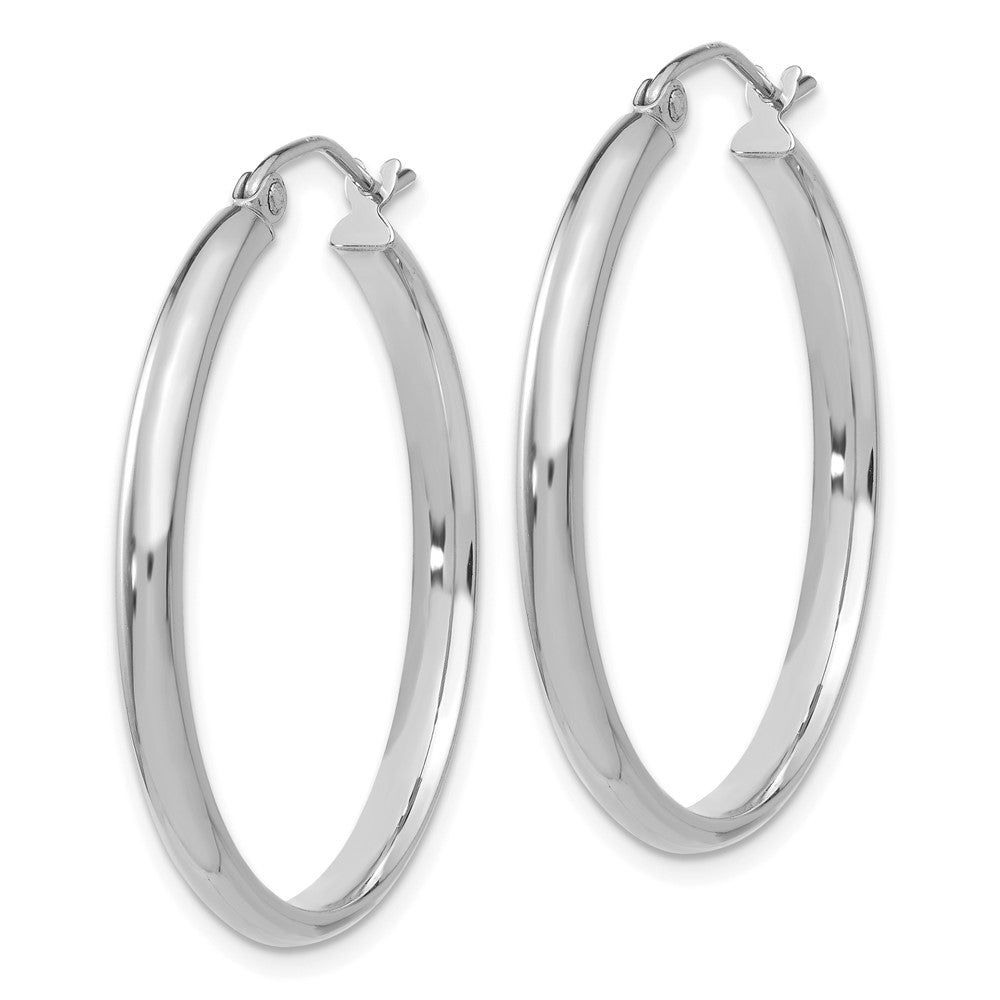 10k White Gold Polished Hoop Earring - Product Photo