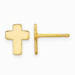 10K Yellow Gold Gold Polished Cross Post Earrings - Product Photo