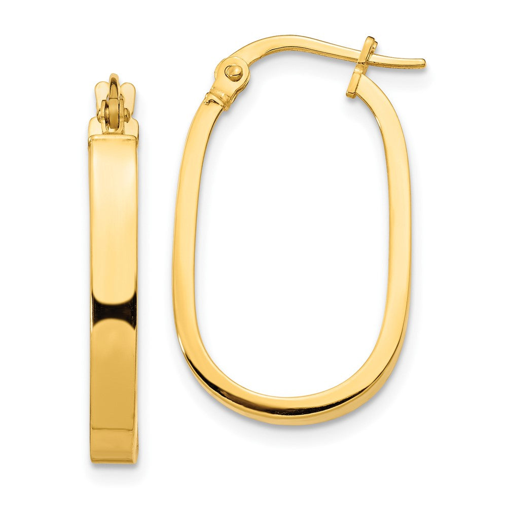 10K Yellow Gold 3x2mm Oval Hoop Earrings