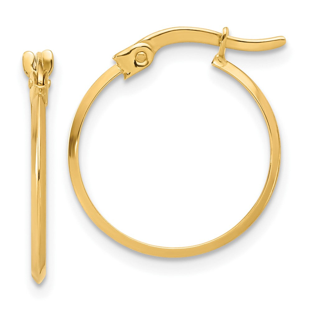 10K Yellow Gold Polished Knife Edge Hoop Earrings - Product Photo