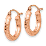 10K Rose Gold Polished Lightweight Small Diamond-cut Tube Hoop Earrings - Product Photo