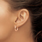 10K Rose Gold Polished Lightweight Small Diamond-cut Tube Hoop Earrings - Product Photo