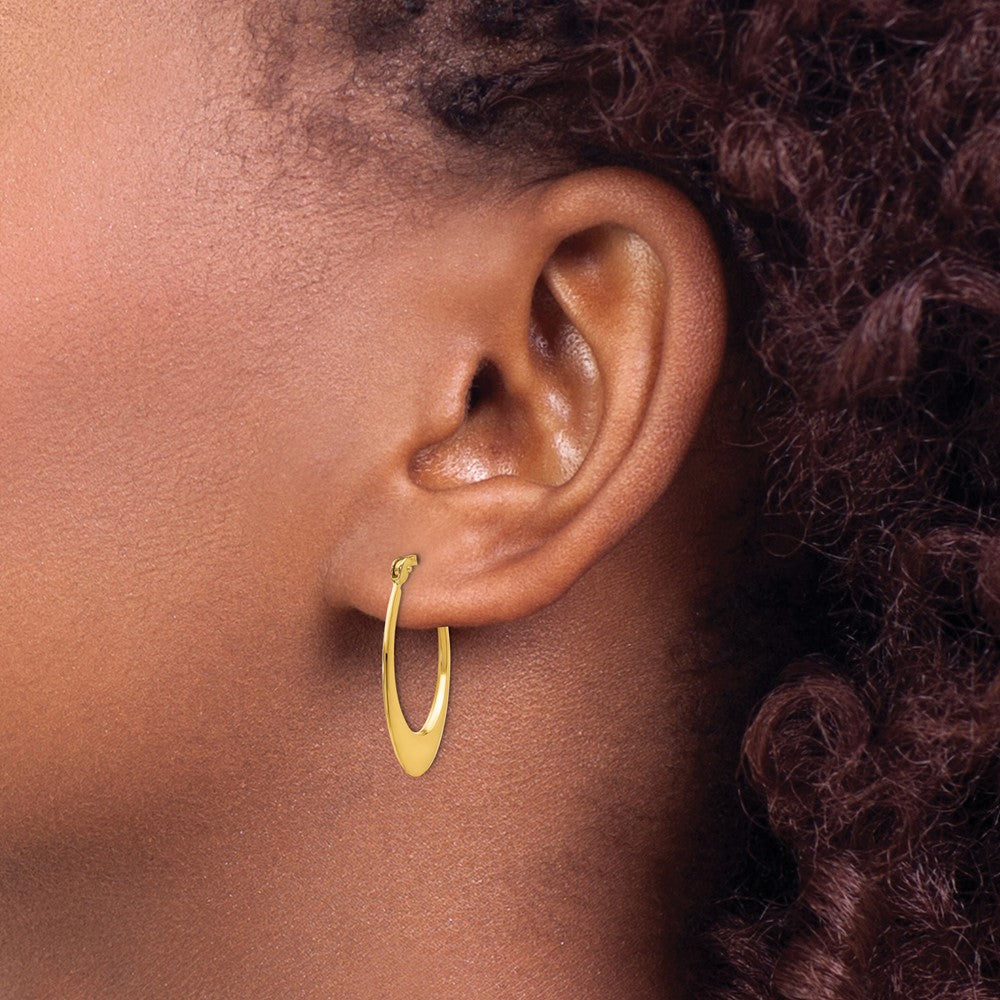 10K Yellow Gold Polished Hoop Earrings - Product Photo