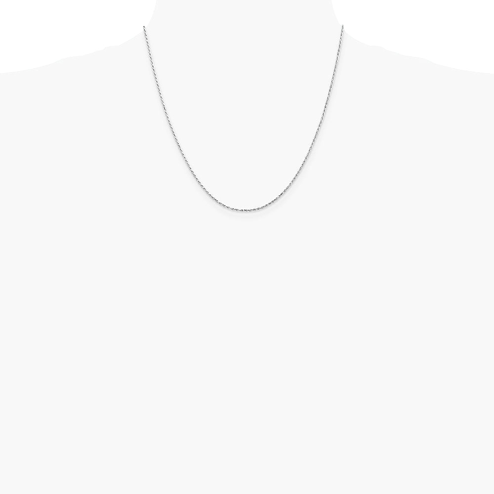 10K White Gold 1.3mm Diamond-Cut Machine Made Rope Chain Necklace 16"-24" - Product Photo
