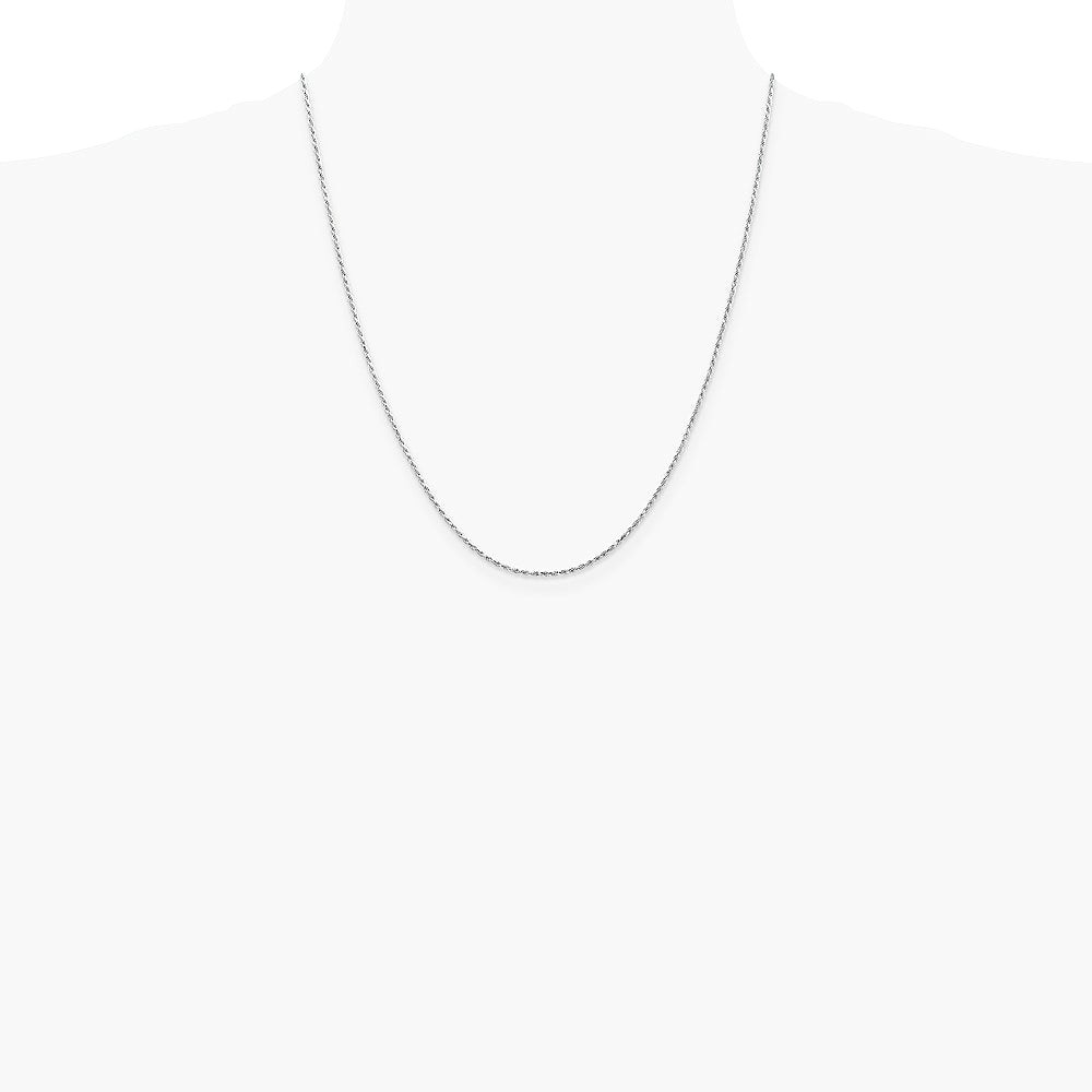 10K White Gold 1.3mm Diamond-Cut Machine Made Rope Chain Necklace 16"-24" - Product Photo
