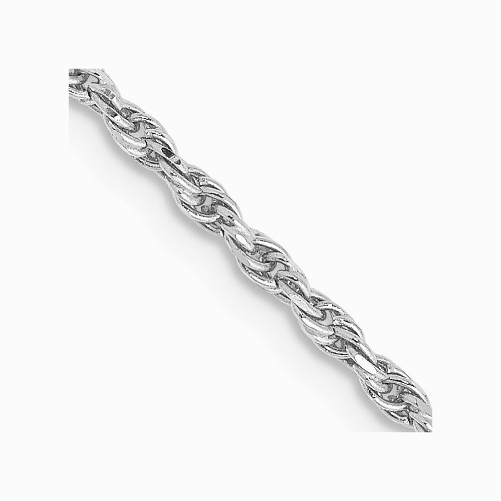 10K White Gold 1.6mm Diamond-Cut Machine Made Rope Chain Necklace 18"-24"